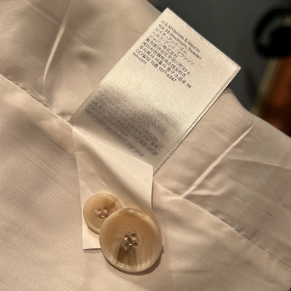 Neutral Glenn plaid H&M fitted classic blazer with pink accent sz 8 - Picture 6 of 6